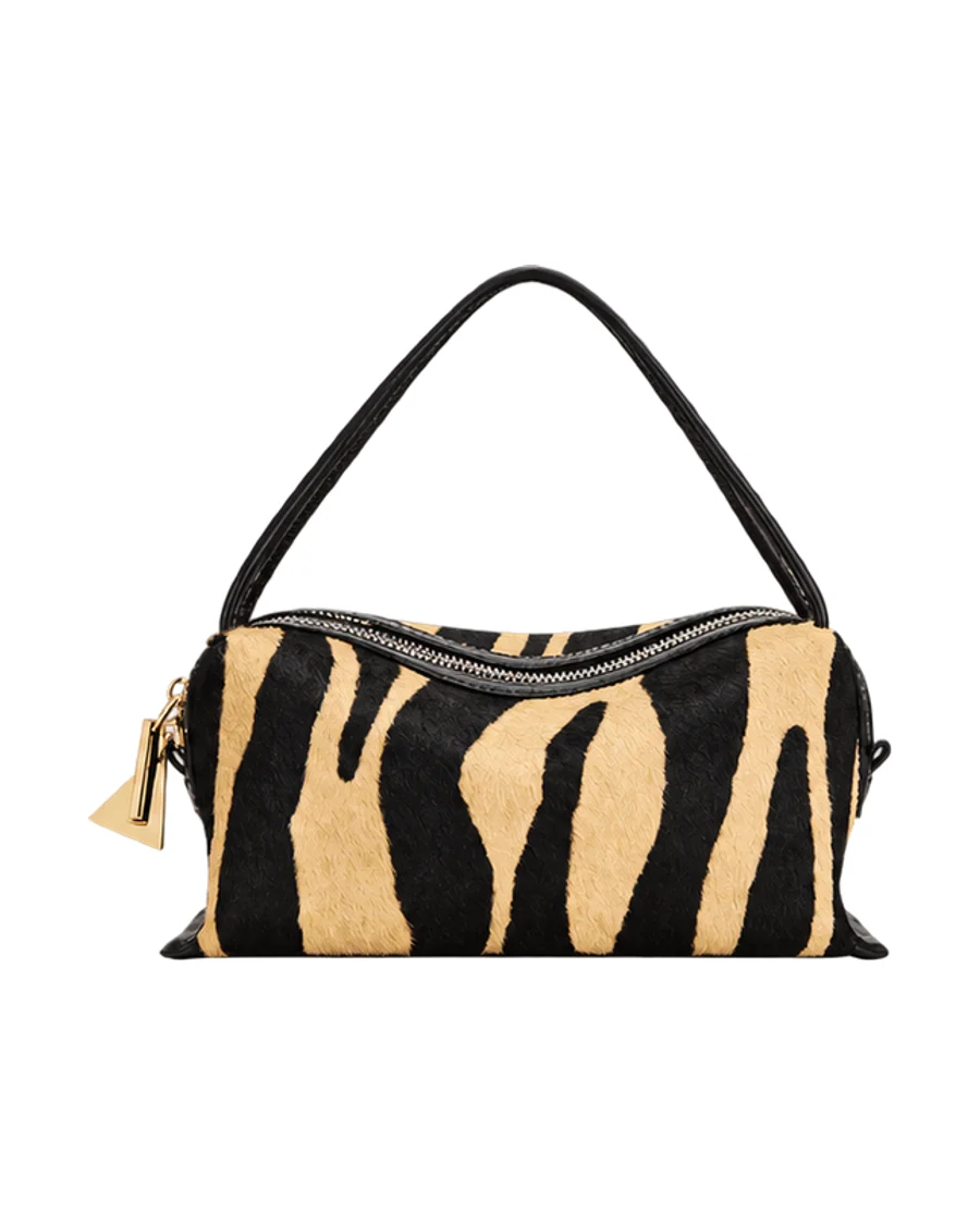 Verafied Zebra Calf Hair Café Mini Bag