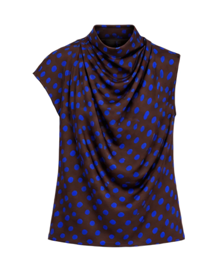 Mango Polka-dot blouse with draped collar