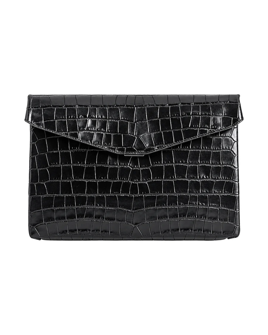 COS Envelope clasp pouch - croc-effect leather