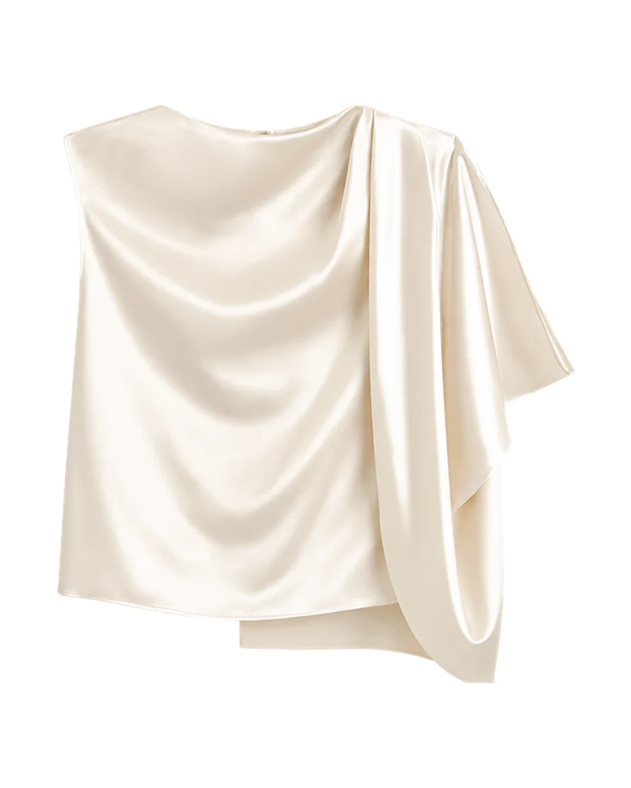 COS Asymmetric draped matte-satin top