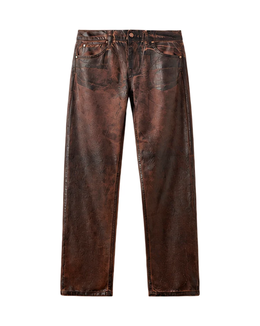 MANGO Straight-leg waxed-effect jeans