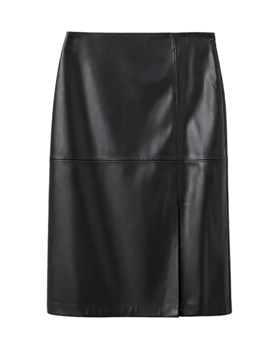 MANGO Straight leather-look skirt