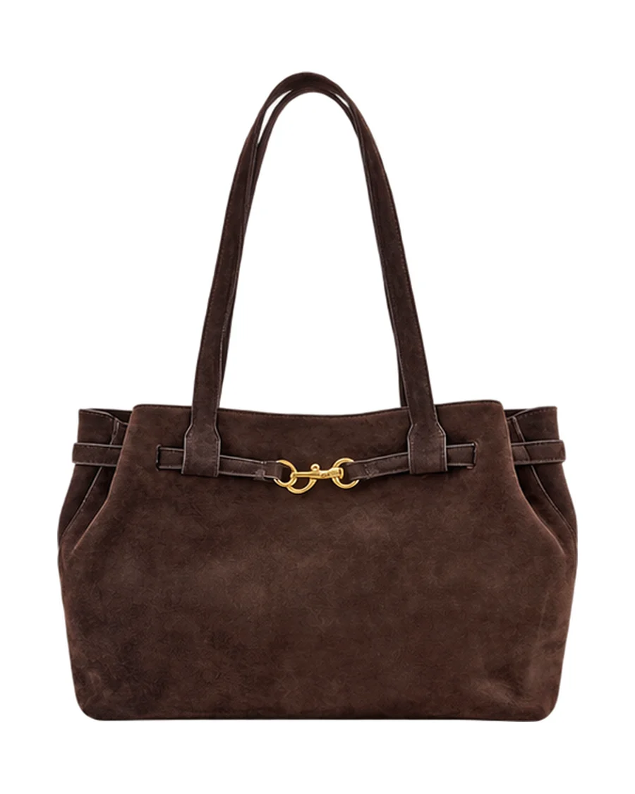 MANGO Suede shopper bag with buckle detail