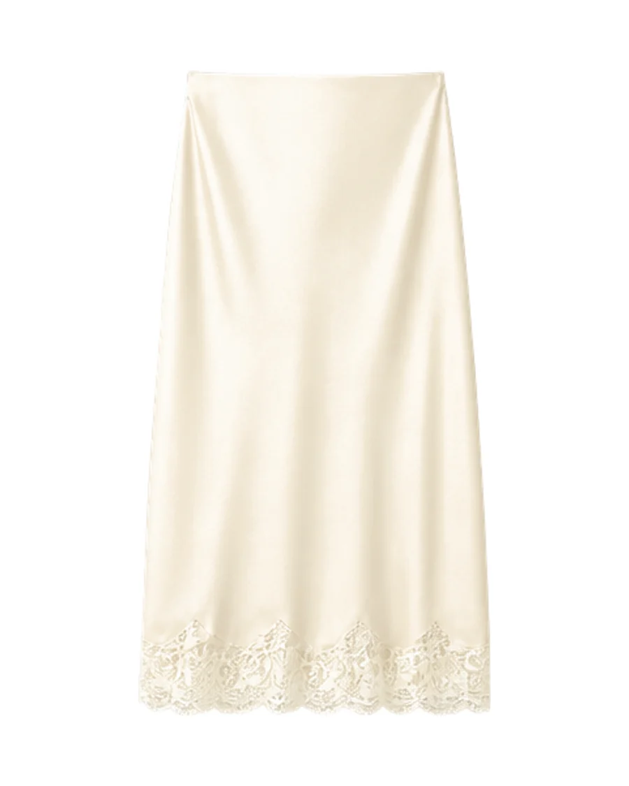 Mango Satin & Lace Midi Skirt