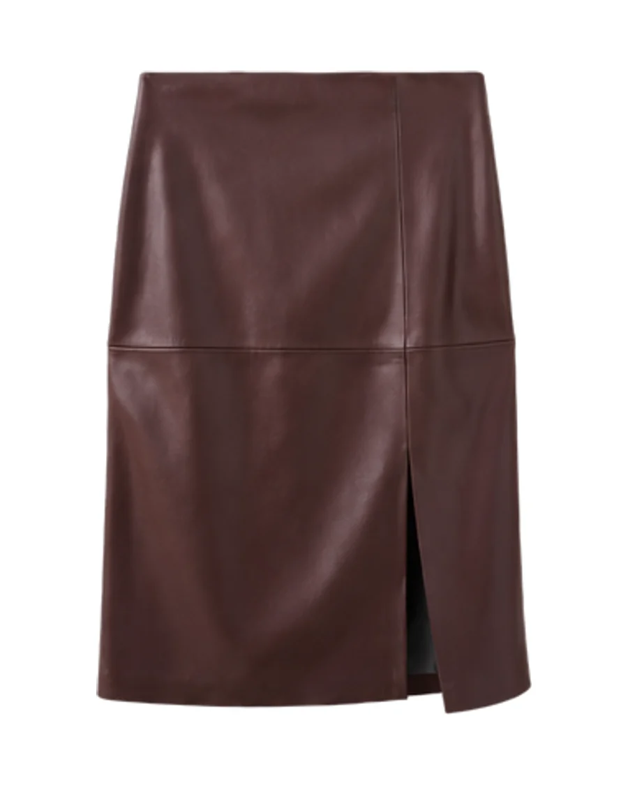 Mango Straight leather-look skirt